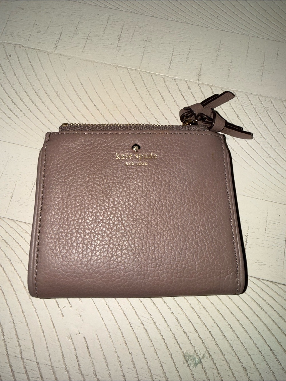 kate spade Dusty Mauve Pebbled Leather Zip Wallet